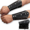 Biker Leather Cuffs (pair) Iron Cross Bracers Arm Armor Harley Black Studded