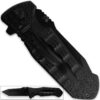 Into Harms Way Tanto Spring Assist Rescue Knife Easy Open Tactical EDC Folding Black