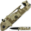 US Rangers Helicopter Tactical Folding Knife Spring Assist Emergency Desert Camo