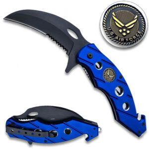 Air Force Karambit Knife | Tactical Rescue Spring Assist w Breaker & Cutter