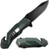Alpha Tactical Glass Breaking Folding Knife 3CR13 Steel Blade & Belt Cutter