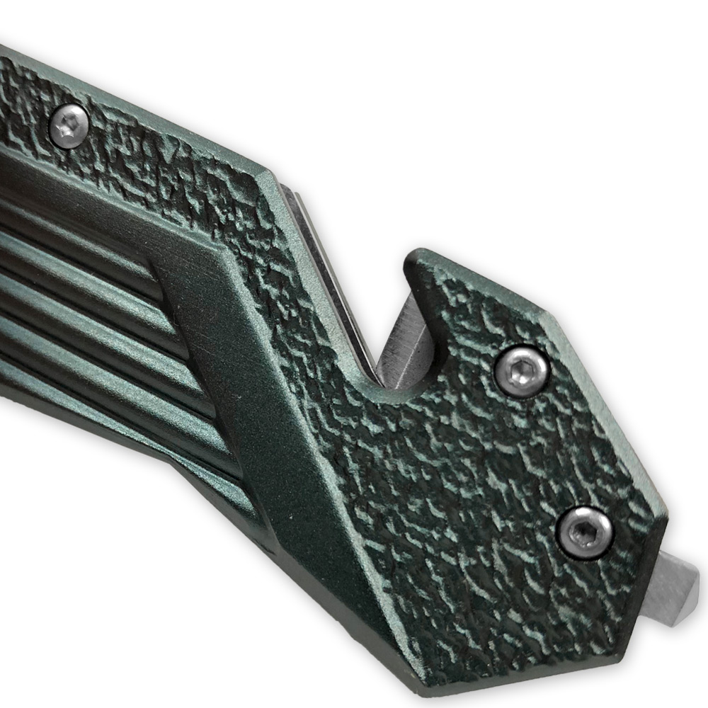 Alpha Tactical Glass Breaking Folding Knife 3CR13 Steel Blade & Belt Cutter