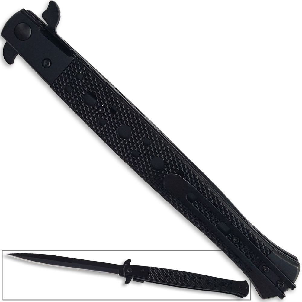 Huge Italian Stiletto Style Spring Assist Knife | G10 Handle 13.25in Long