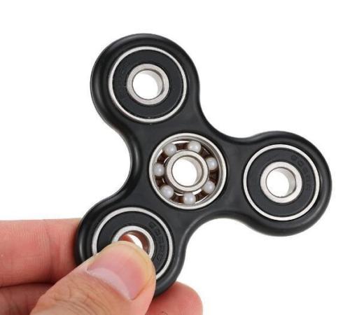 Tri-Spinner Fidget Toy Ceramic EDC Hand Finger Spinner Desk Focus BLACK
