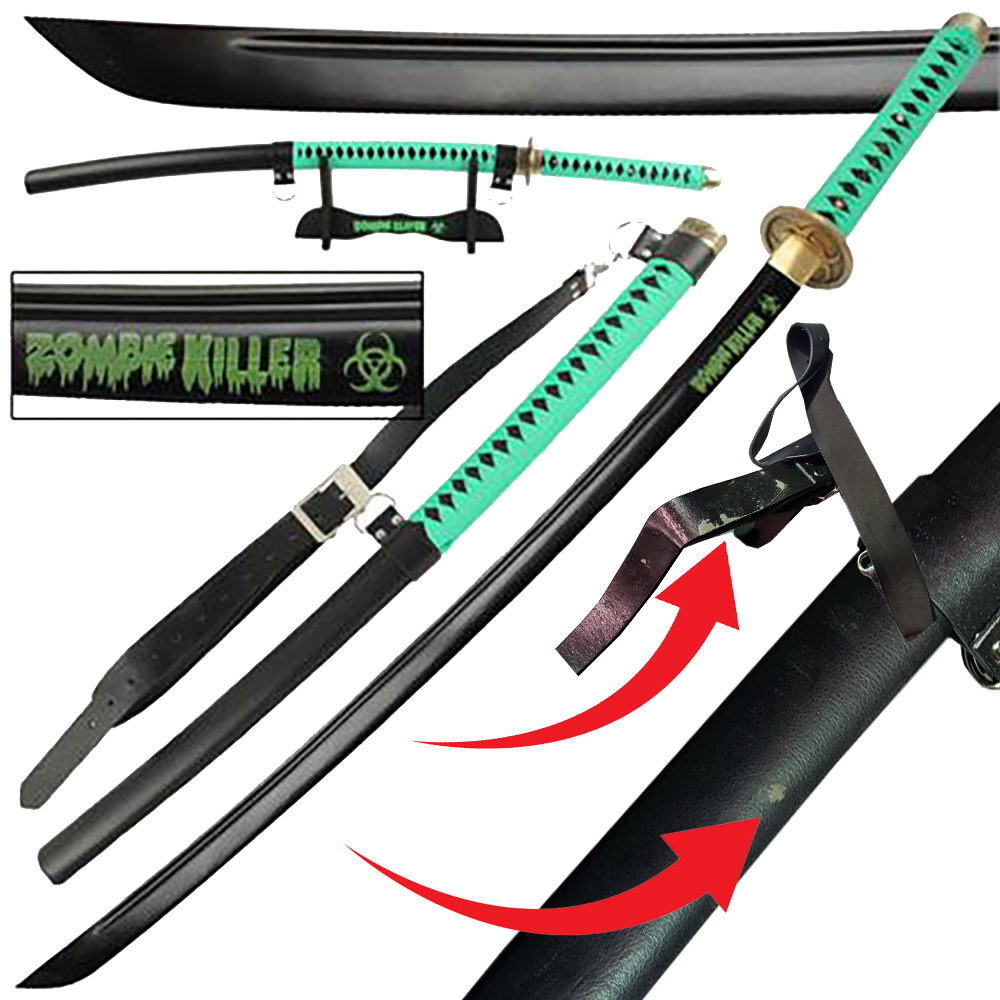 Zombie Killer High Carbon Steel Full Tang Katana Sword Hi-Vis Green FINAL SALE