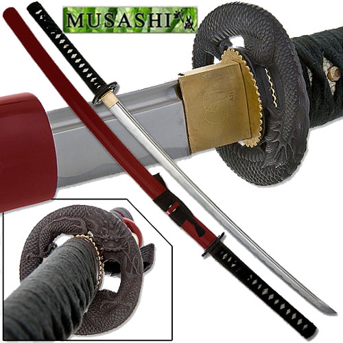 Bushido Musashi - Dragon Fury Battle Ready Katana - Red Saya