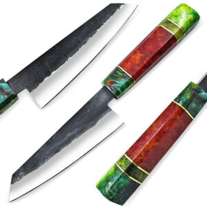 WHITE DEER 1095 Forged Steel Santoku Tanto Chef Knife Japanese Resin Handle