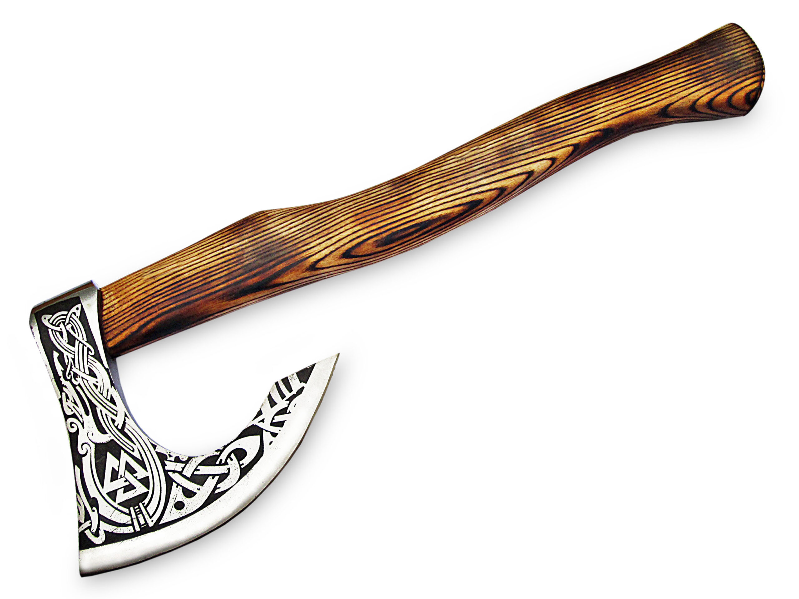 Odin, God of War Viking Axe W/Etched Carbon J2 Steel Head Custom Hand Forged