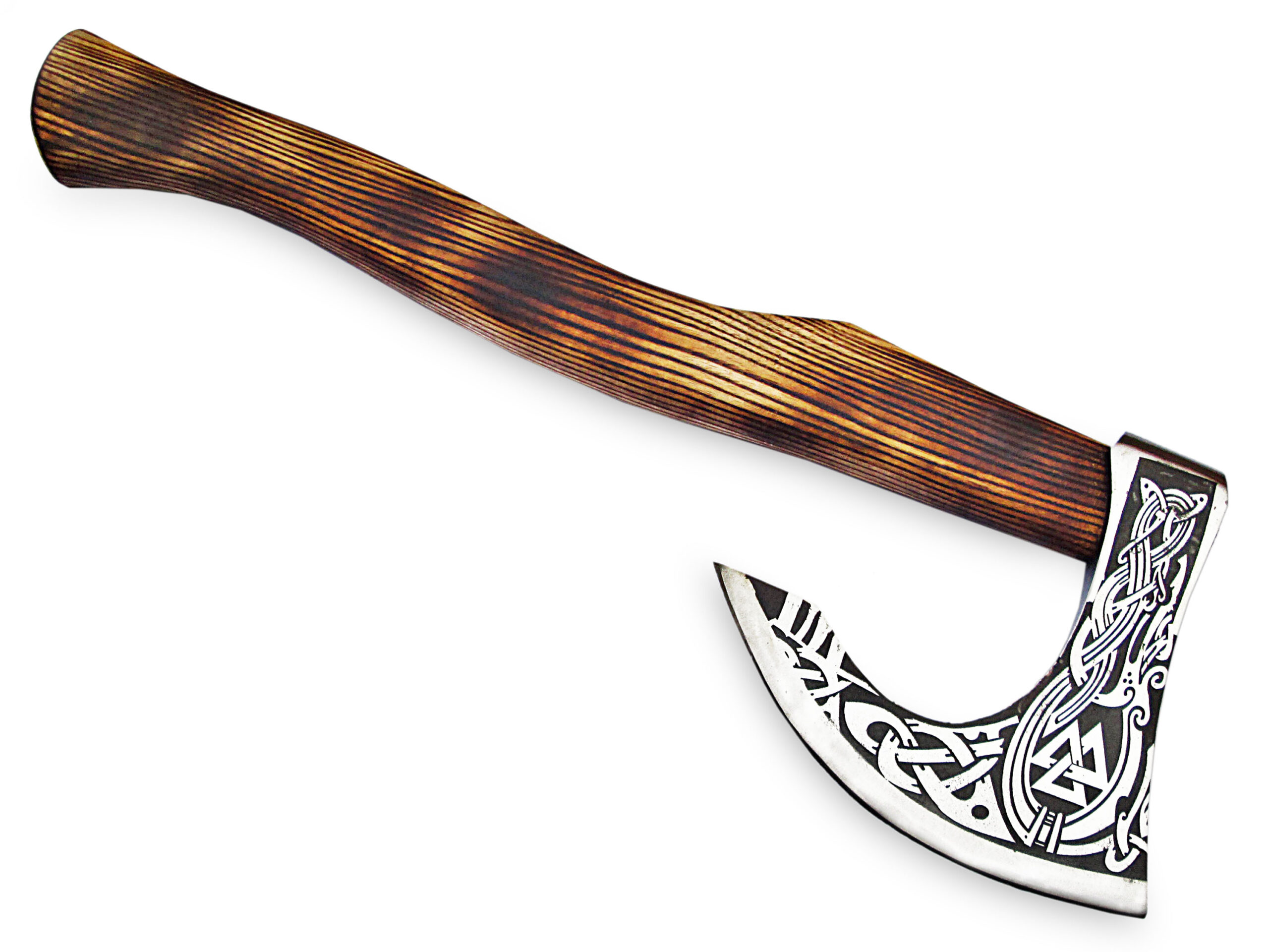 Odin, God of War Viking Axe W/Etched Carbon J2 Steel Head Custom Hand Forged