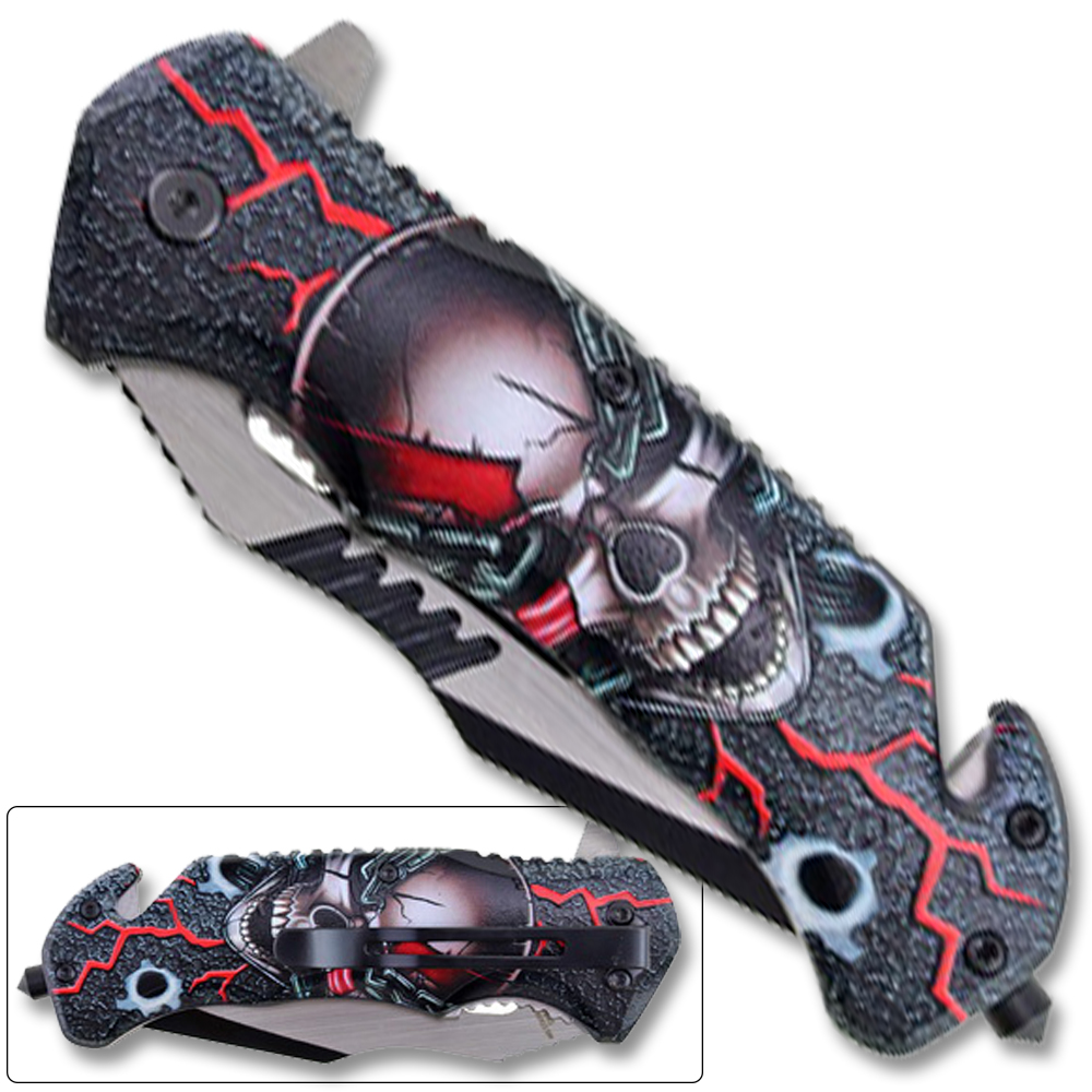 3D Printed Spring Assisted Skull Pocket Knife