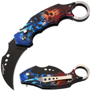 Automatic Karambit  Knife 3D Stars & Skull Handle