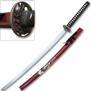 Oriental Katana Sword Burgundy Scabbard