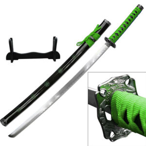 SAMURAI KATANAS SWORD GREEN COME W/TABLE STAND 41 " OVERALL