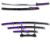 3 PCS  SAMURAI SWORD SET PURPLE COME W/TABLE STAND