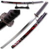 SAMURAI KATANA 40" OVERALL CHERRY BLOSSOM  PATTERN ON BLACK SCABBARD