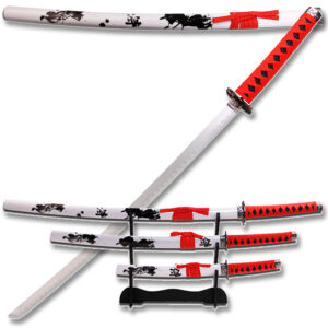 WHITE SAMURAI KATANA 40", 31.5", 21.5" OVERALL 3 PCS SET