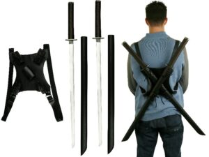 Deadpool Katana Set Carbon Steel Swords Dual Backstrap Movie Superhuman Mutant