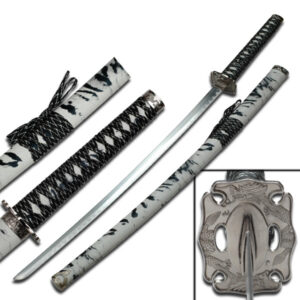 Samurai Sword With Zebra Polyurethane Wrapped Scabbard