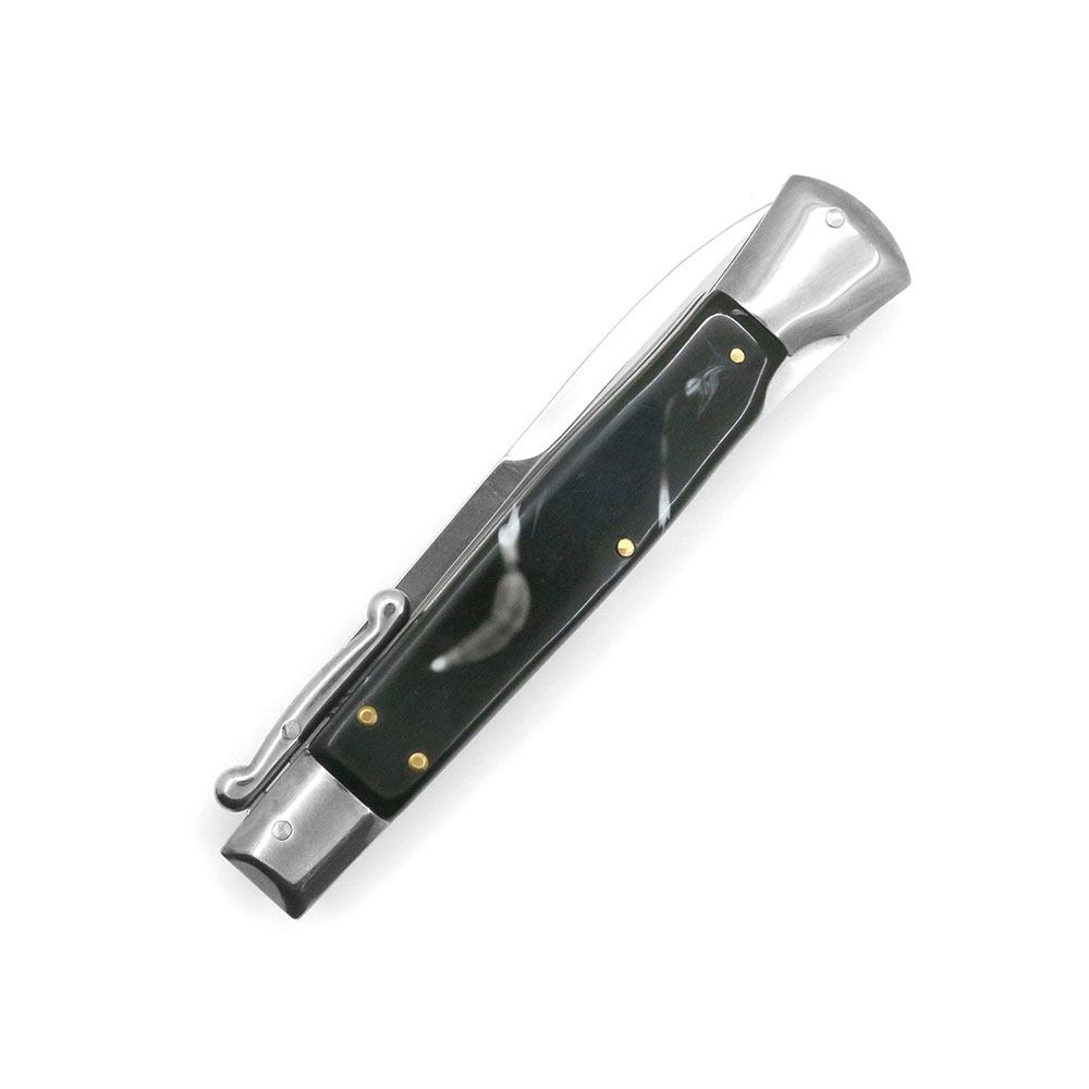 10" Black Milano Italian Style Swinguard Stiletto Knife