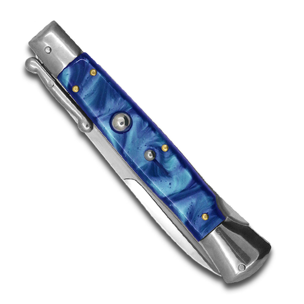 10" Blue Milano Italian Style Swinguard Stiletto Knife