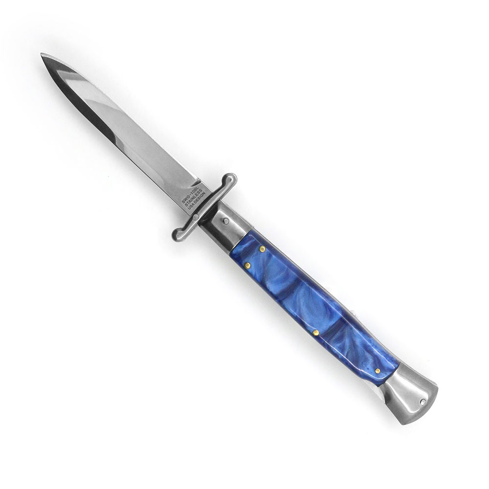 10" Blue Milano Italian Style Swinguard Stiletto Knife