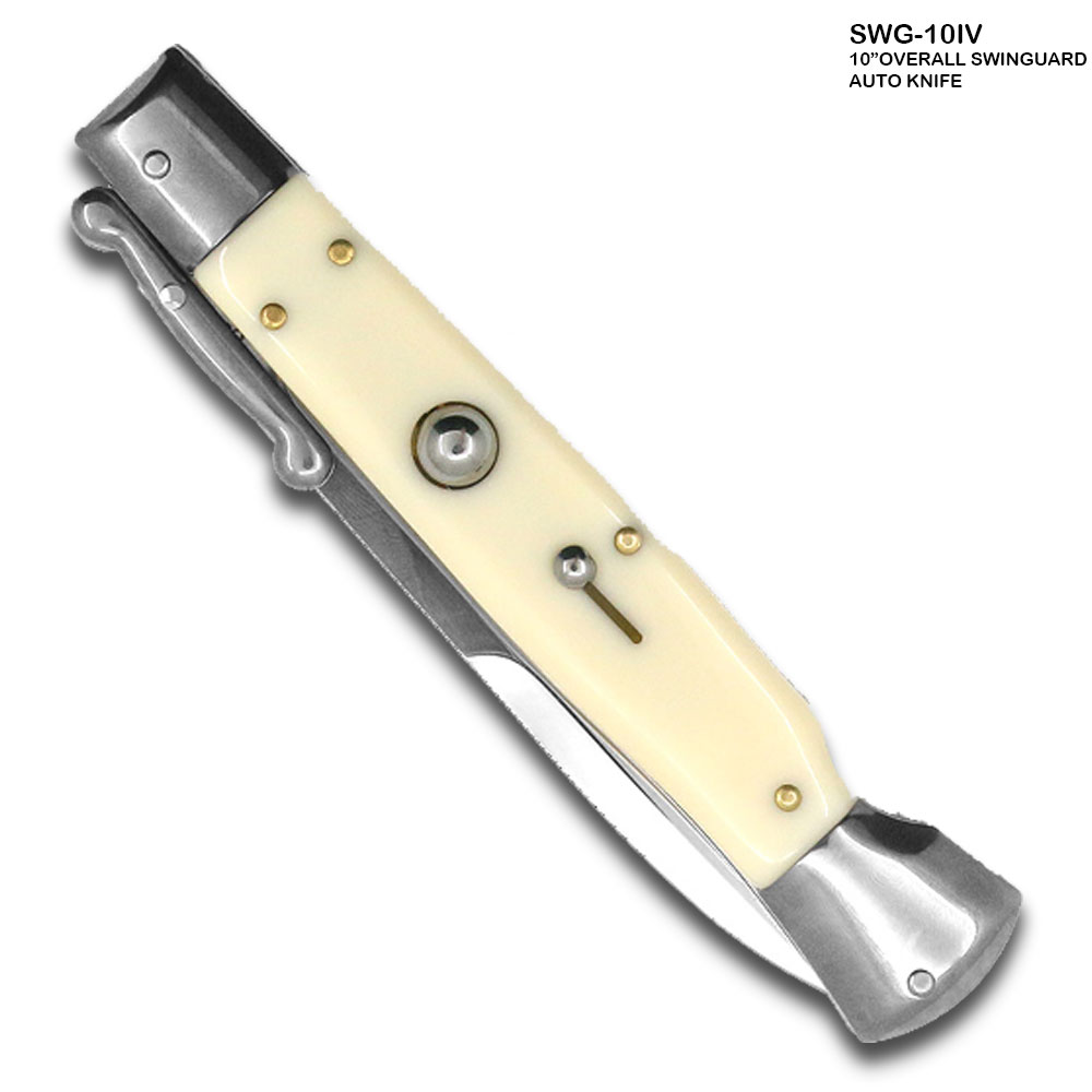 10" Ivory Milano Italian Style Swinguard Stiletto Knife