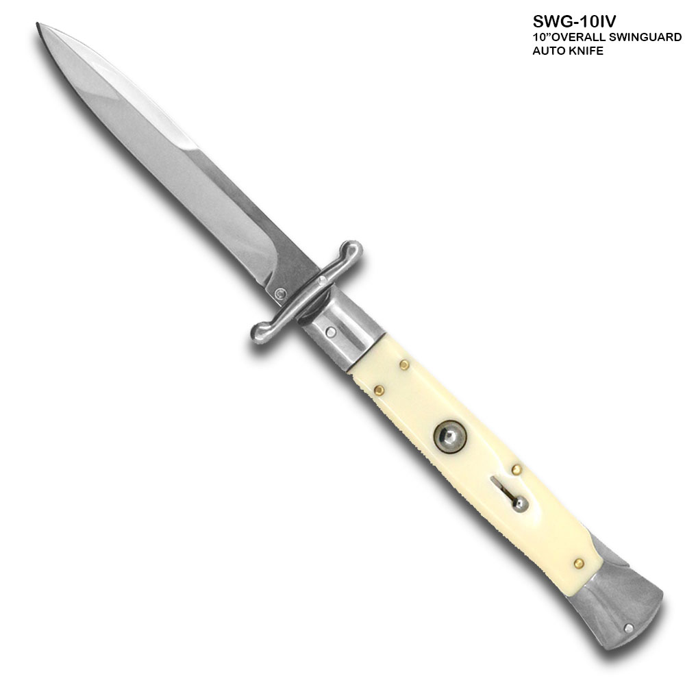 10" Ivory Milano Italian Style Swinguard Stiletto Knife