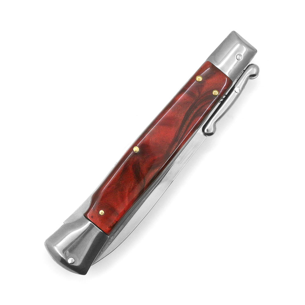 10" Red Milano Italian Style Swinguard Stiletto Knife