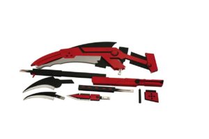 RWBY Crescent Rose Cosplay Wooden Scythe Ruby Weapons Red Full Sized "High Velocity Sniper"