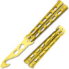Gold  Balisong Gut Hook Multi Functional Tool Bottle Opener Butterfly Belt Cutter