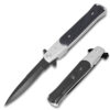 Assisted-Opening Tactical Folding Knife with Wood Handle - Silver & Black