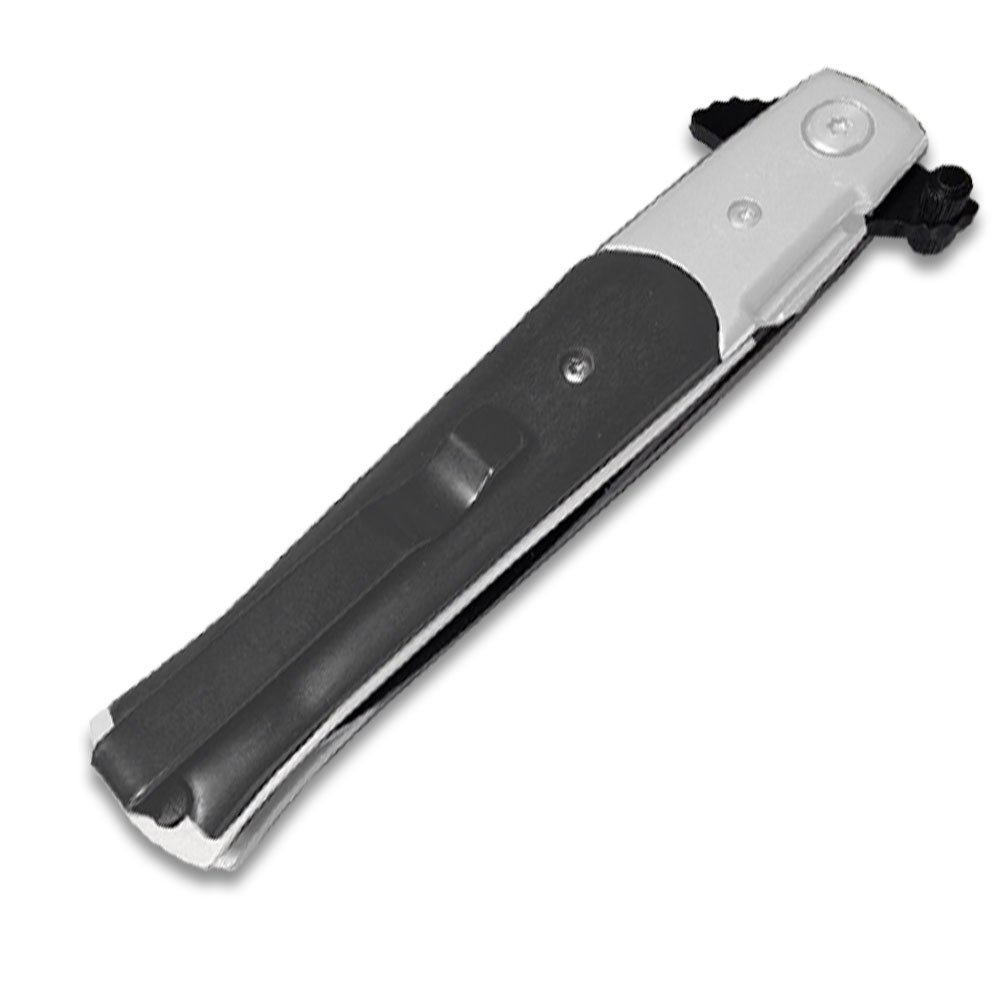 Assisted-Opening Tactical Folding Knife with Wood Handle - Silver & Black