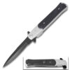 Assisted-Opening Tactical Folding Knife with Wood Handle - Silver & Black
