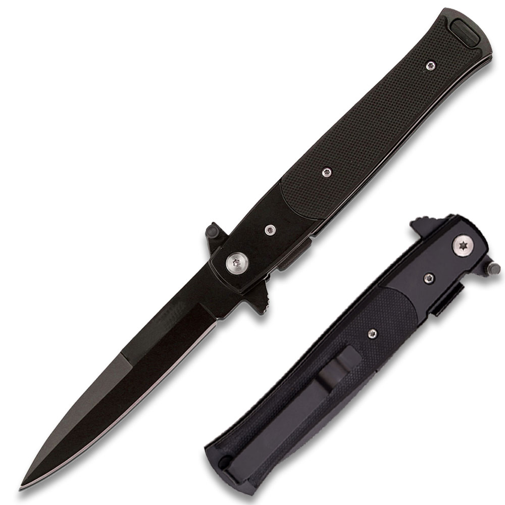 Assisted-Opening Tactical Folding Knife with G 10 Handle Black