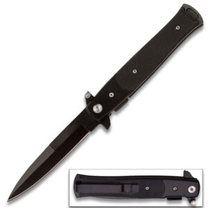 Assisted-Opening Tactical Folding Knife with G 10 Handle Black