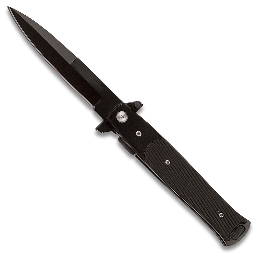 Assisted-Opening Tactical Folding Knife with G 10 Handle Black
