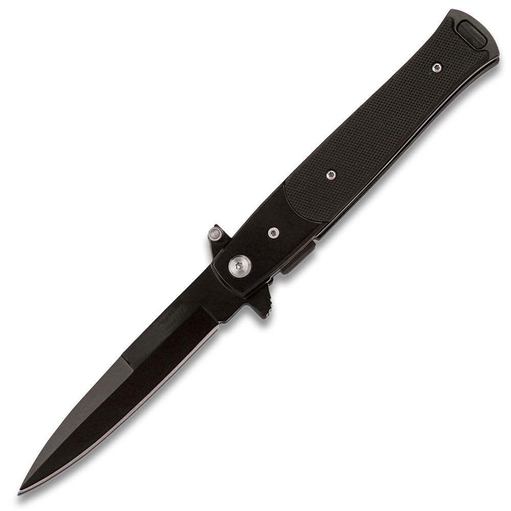 Assisted-Opening Tactical Folding Knife with G 10 Handle Black