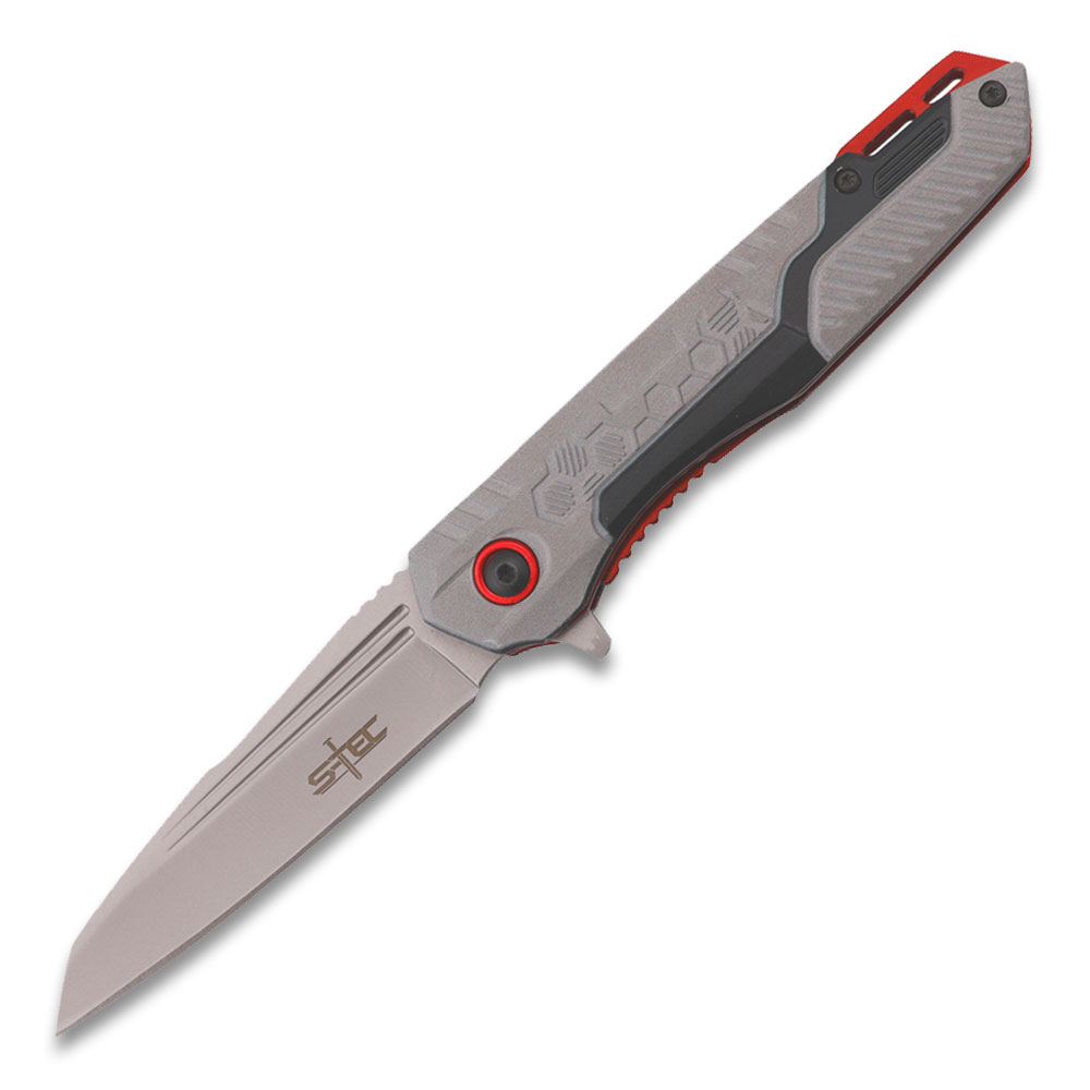 Tactical Grey & Red Assisted Opening Folding Knife