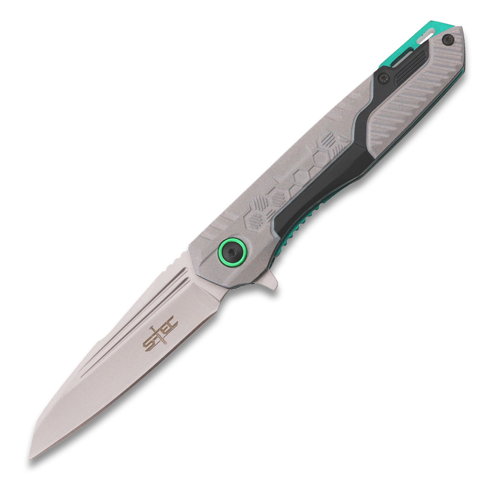 Tactical Grey & Green Assisted Opening Folding Knife