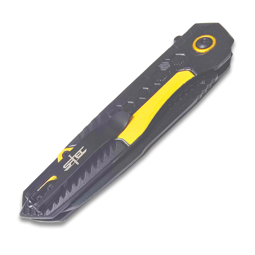 Tactical Black & Yellow Assisted Opening Folding Knife