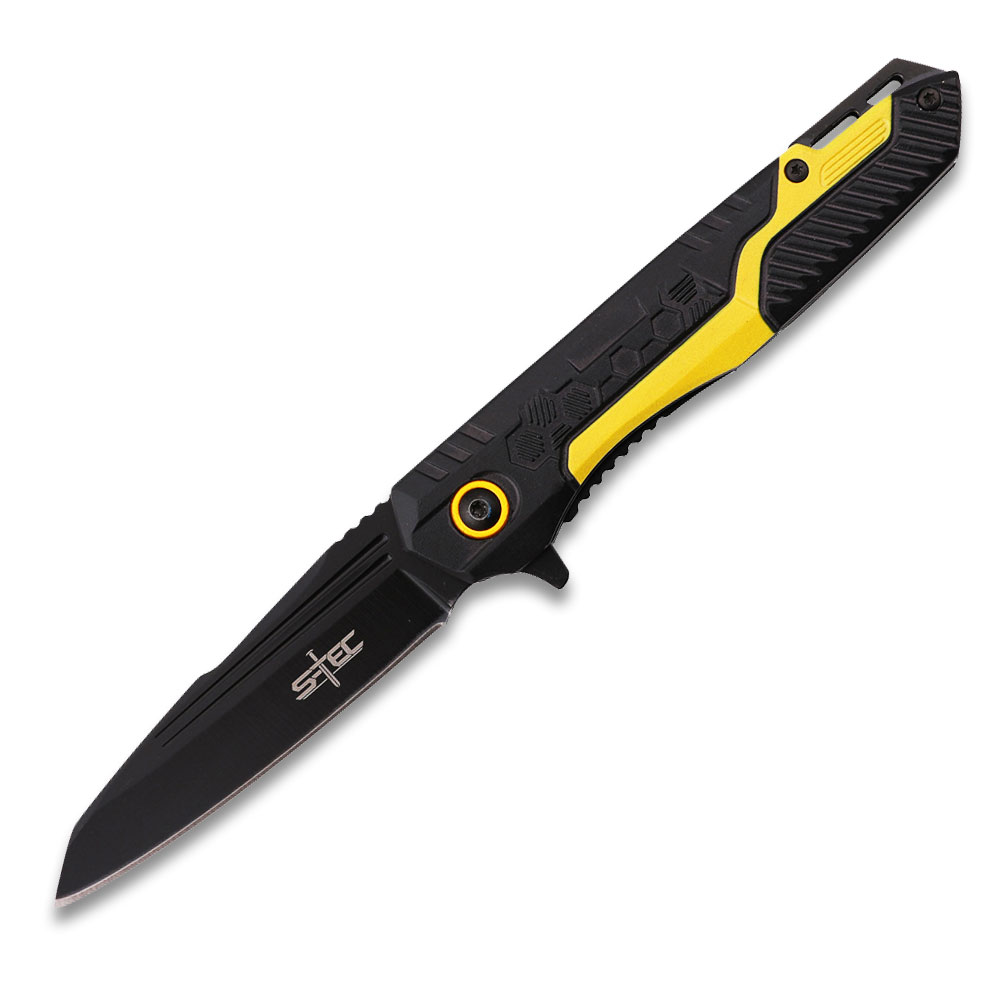 Tactical Black & Yellow Assisted Opening Folding Knife