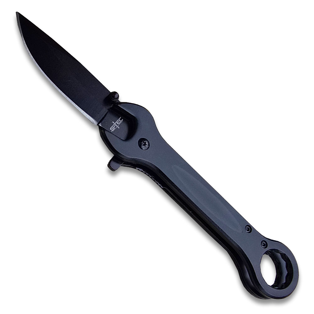 Spring Assist Folding Knife & Wrench Multitool - Black