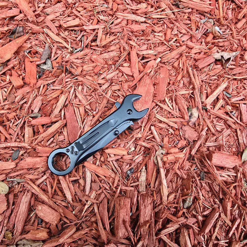 Spring Assist Folding Knife & Wrench Multitool - Black