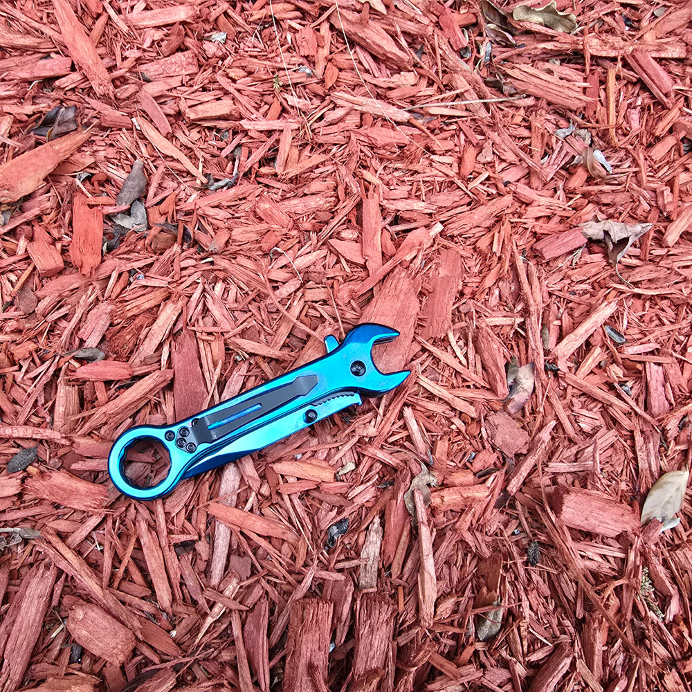 Spring Assist Folding Knife & Wrench Multitool - Blue