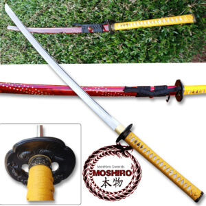MOSHIRO 65Mn Spring Steel Hand Forge Katana Sword Crystal stone Scabbard