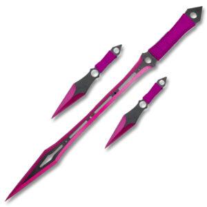 PURPLE NINJA WARRIOR  SWORD 27" OVERALL 2 PCS THROWING KNIFE SET