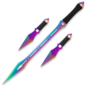 TIITANIUM NINJA WARRIOR  SWORD 27" OVERALL 2 PCS THROWING KNIFE SET