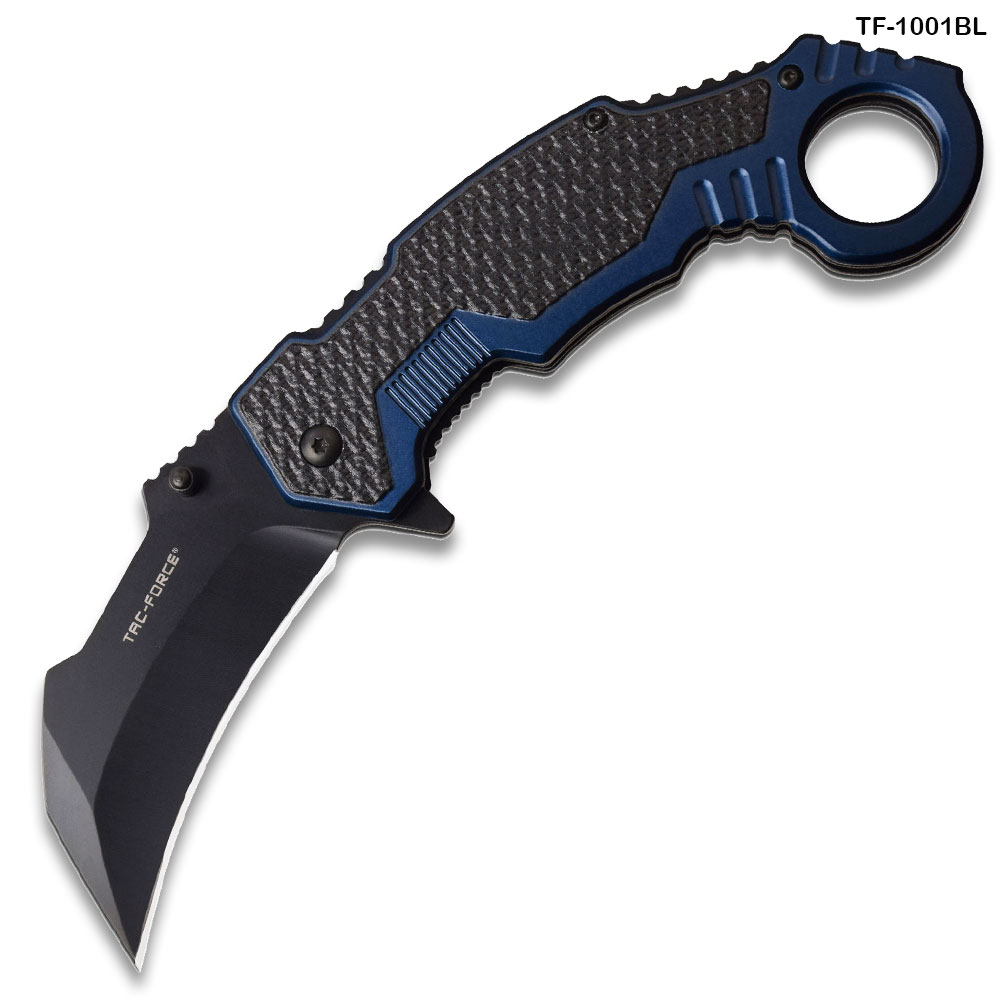 TAC Force Extreme Karambit Assisted Knife Aluminum Blue Black Handle