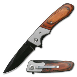 7" TAC FORCE SPRING ASSISTED WOOD FOLDING POCKET KNIFE Blade Tac