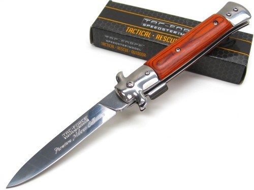 TAC-FORCE Premium MILANO Collection Italian Styled A/O Knife STILETTO | Wood Grips Stainless